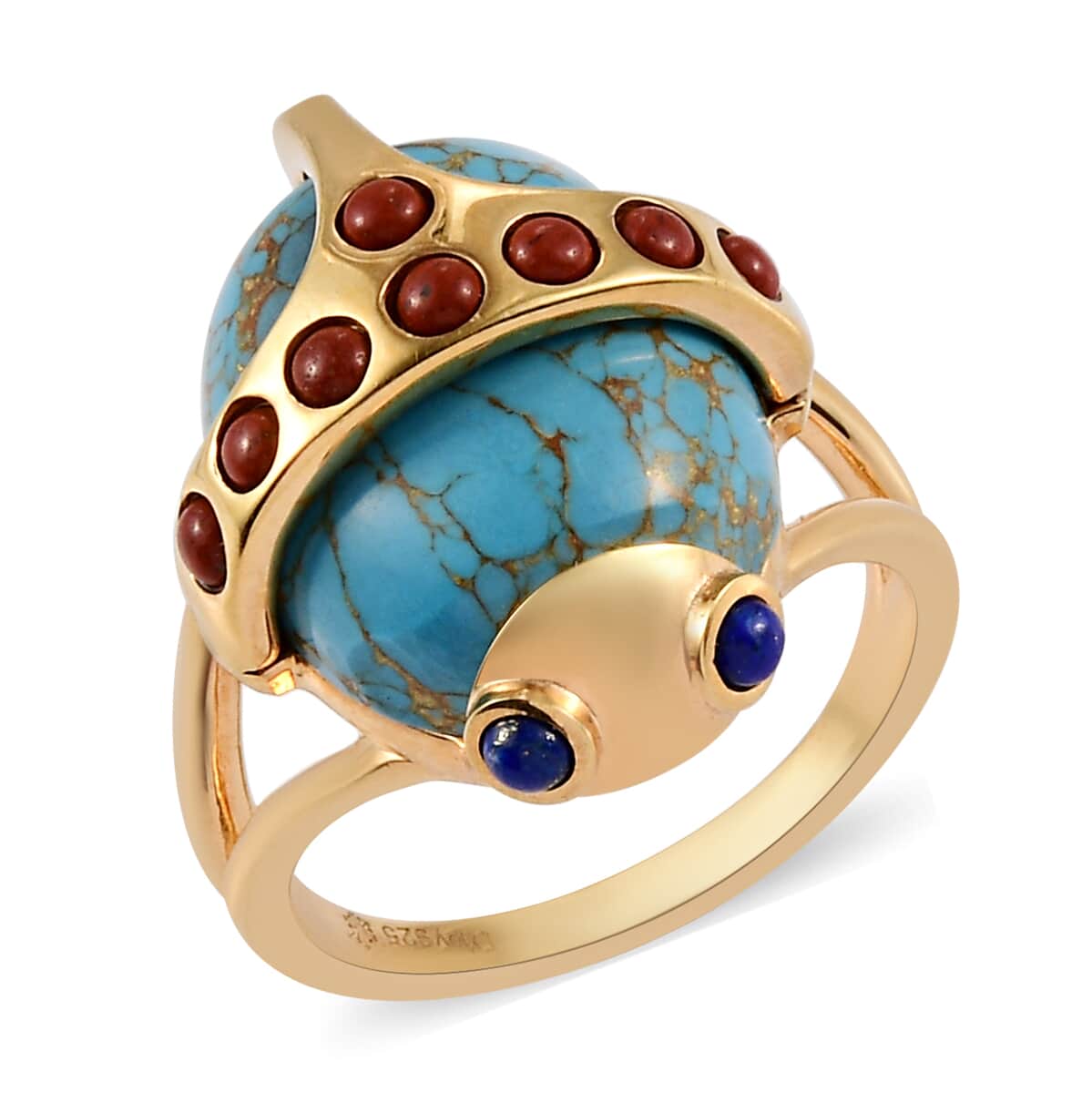 Mojave Blue Turquoise and Multi Gemstone Ring in Vermeil Yellow Gold Over Sterling Silver 11.40 ctw image number 0