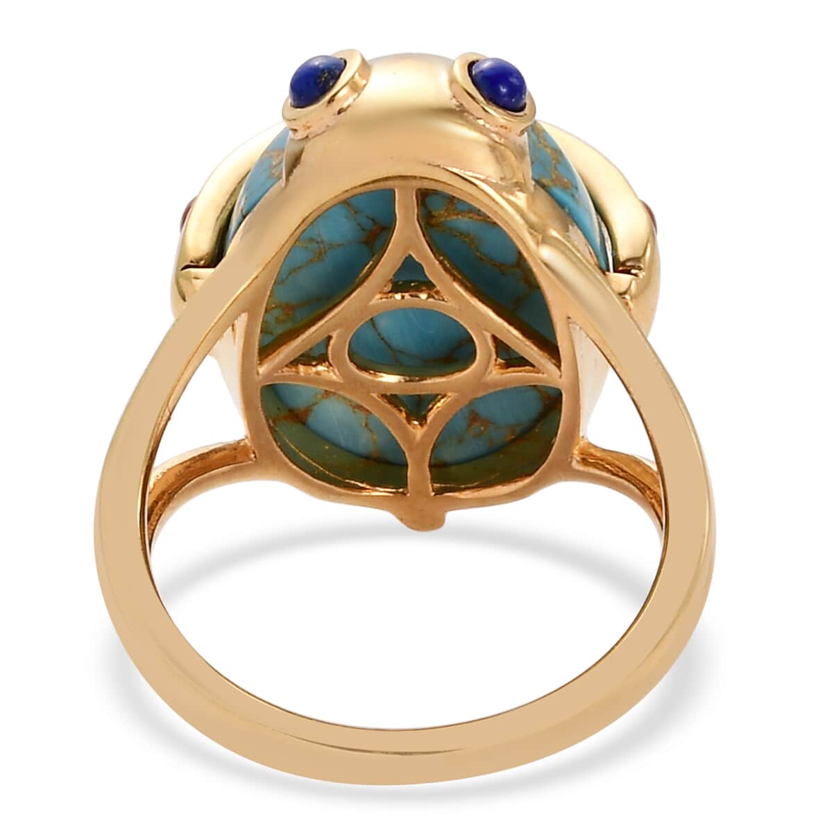 Mojave Blue Turquoise and Multi Gemstone Ring in Vermeil Yellow Gold Over Sterling Silver 11.40 ctw image number 4