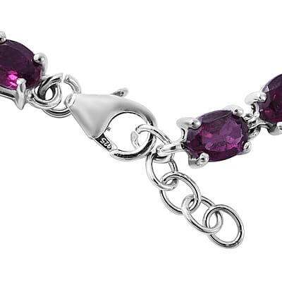 Orissa Rhodolite Garnet Link Bracelet in Platinum Over Sterling Silver (6.50 In) 8.00 ctw