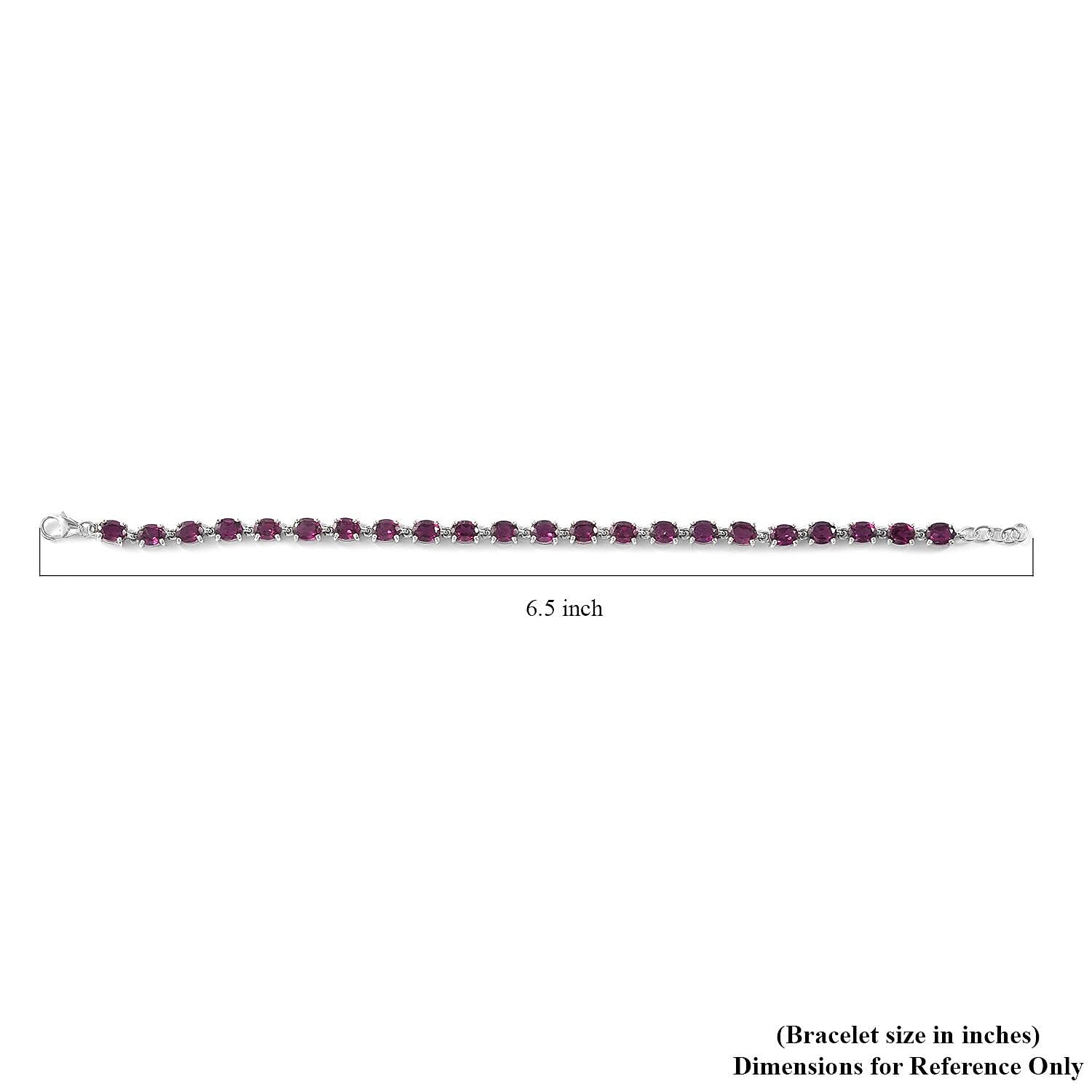 Orissa Rhodolite Garnet Link Bracelet in Platinum Over Sterling Silver (6.50 In) 8.00 ctw