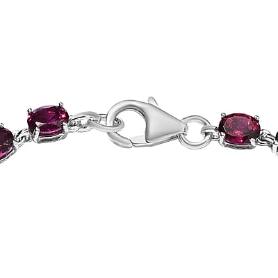 Orissa Rhodolite Garnet Link Bracelet in Platinum Over Sterling Silver (6.50 In) 8.00 ctw