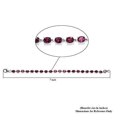 Orissa Rhodolite Garnet Link Bracelet in Platinum Over Sterling Silver (6.50 In) 8.00 ctw
