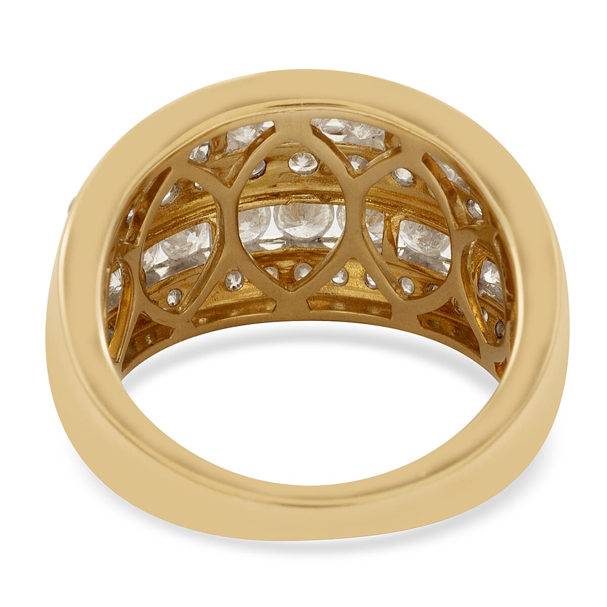 14K Yellow Gold G-H I3 Diamond 5 Row Band Ring (Size 7.0) 8 Grams 2.00 ctw image number 4