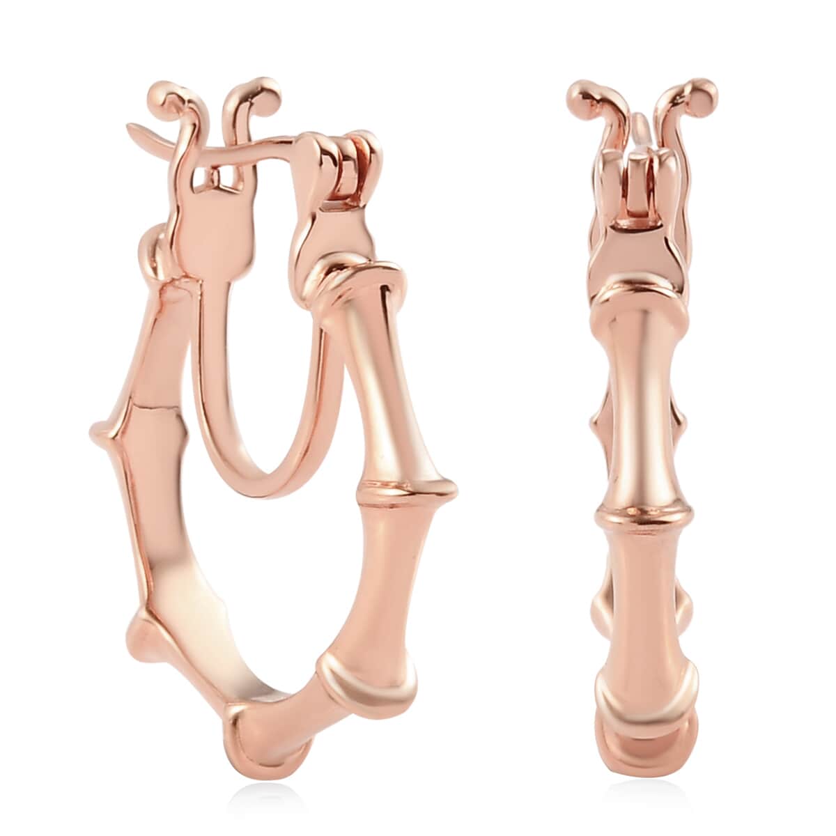 Sunday Child Vermeil Rose Gold Over Sterling Silver Inside Out Hoop Earrings 5.25 Grams image number 0