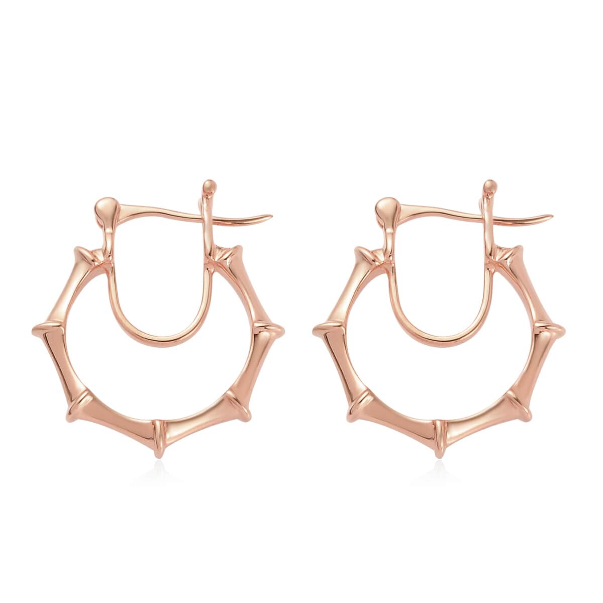 Sunday Child Vermeil Rose Gold Over Sterling Silver Inside Out Hoop Earrings 5.25 Grams image number 3