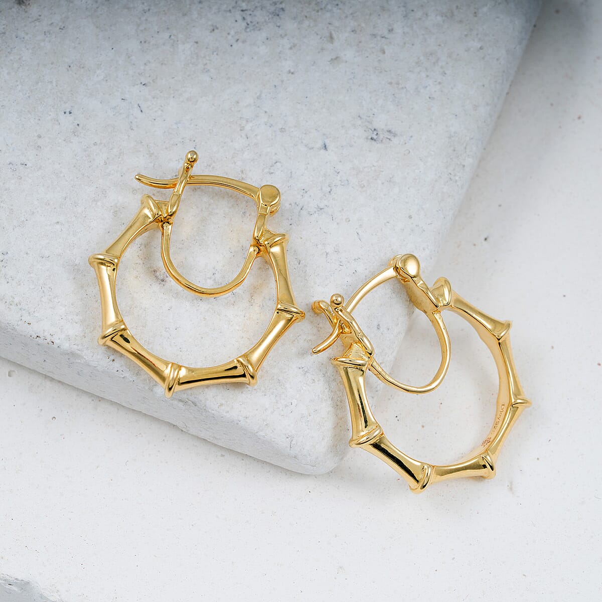 Sunday Child Vermeil Yellow Gold Over Sterling Silver Inside Out Hoop Earrings 5.25 Grams image number 1