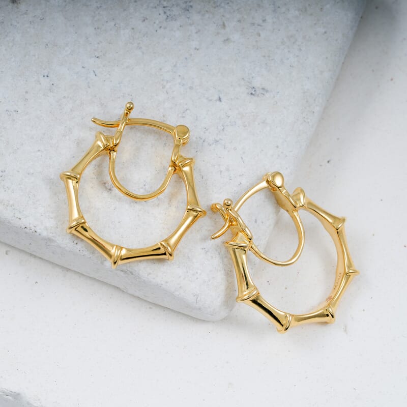 Sunday Child Vermeil Yellow Gold Over Sterling Silver Inside Out Hoop Earrings 5.25 Grams