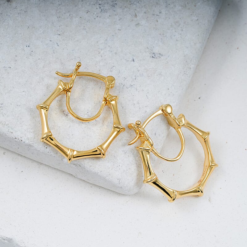 Sunday Child Vermeil Yellow Gold Over Sterling Silver Inside Out Hoop Earrings 5.25 Grams