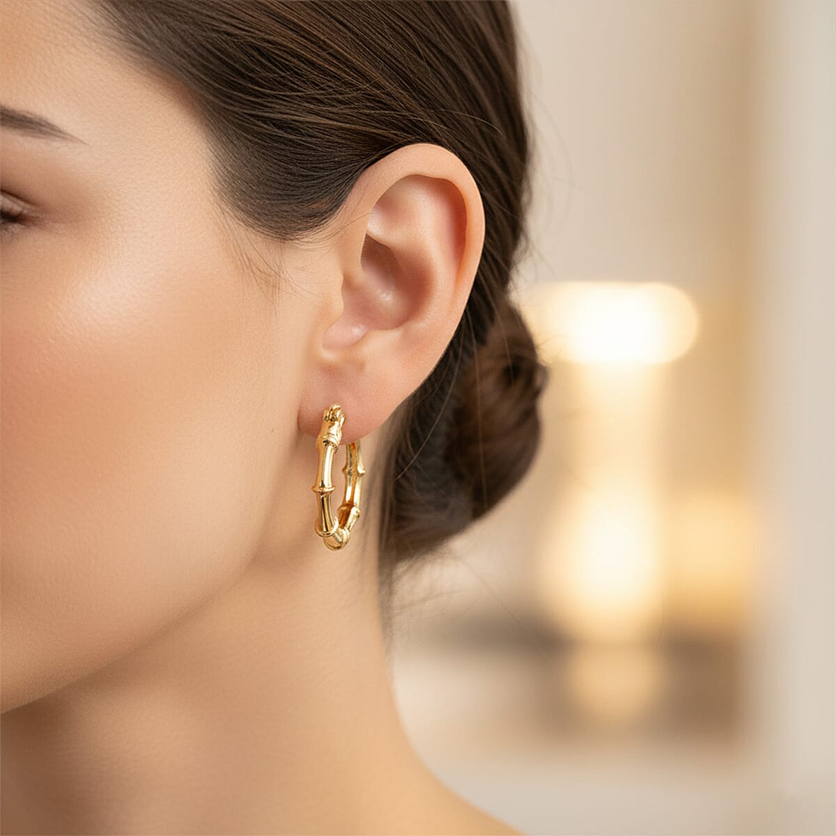 Sunday Child Vermeil Yellow Gold Over Sterling Silver Inside Out Hoop Earrings 5.25 Grams image number 2