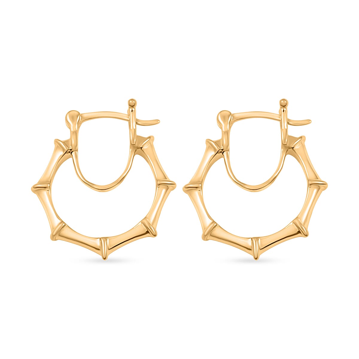 Sunday Child Vermeil Yellow Gold Over Sterling Silver Inside Out Hoop Earrings 5.25 Grams image number 3