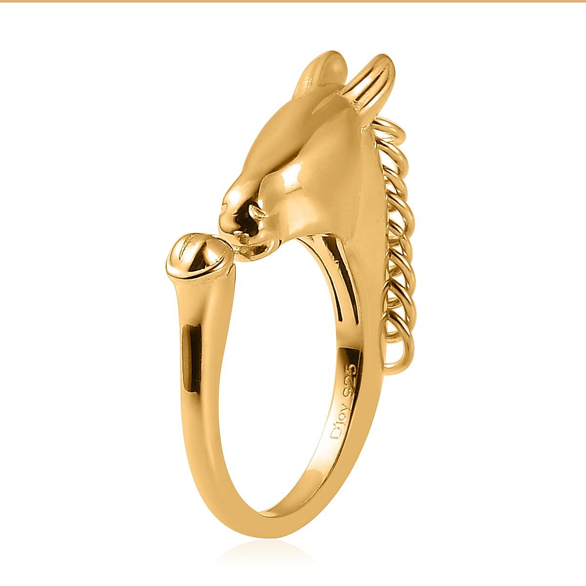 Vermeil Yellow Gold Over Sterling Silver Horse Ring (Size 7.0) 5 Grams image number 3