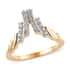 Natural White Zircon Chevron Crown Stackable Band Ring in Vermeil Yellow Gold Over Sterling Silver (Size 7.0) 0.35 ctw image number 0