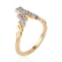 Natural White Zircon Chevron Crown Stackable Band Ring in Vermeil Yellow Gold Over Sterling Silver (Size 7.0) 0.35 ctw image number 3