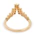 Natural White Zircon Chevron Crown Stackable Band Ring in Vermeil Yellow Gold Over Sterling Silver (Size 7.0) 0.35 ctw image number 4