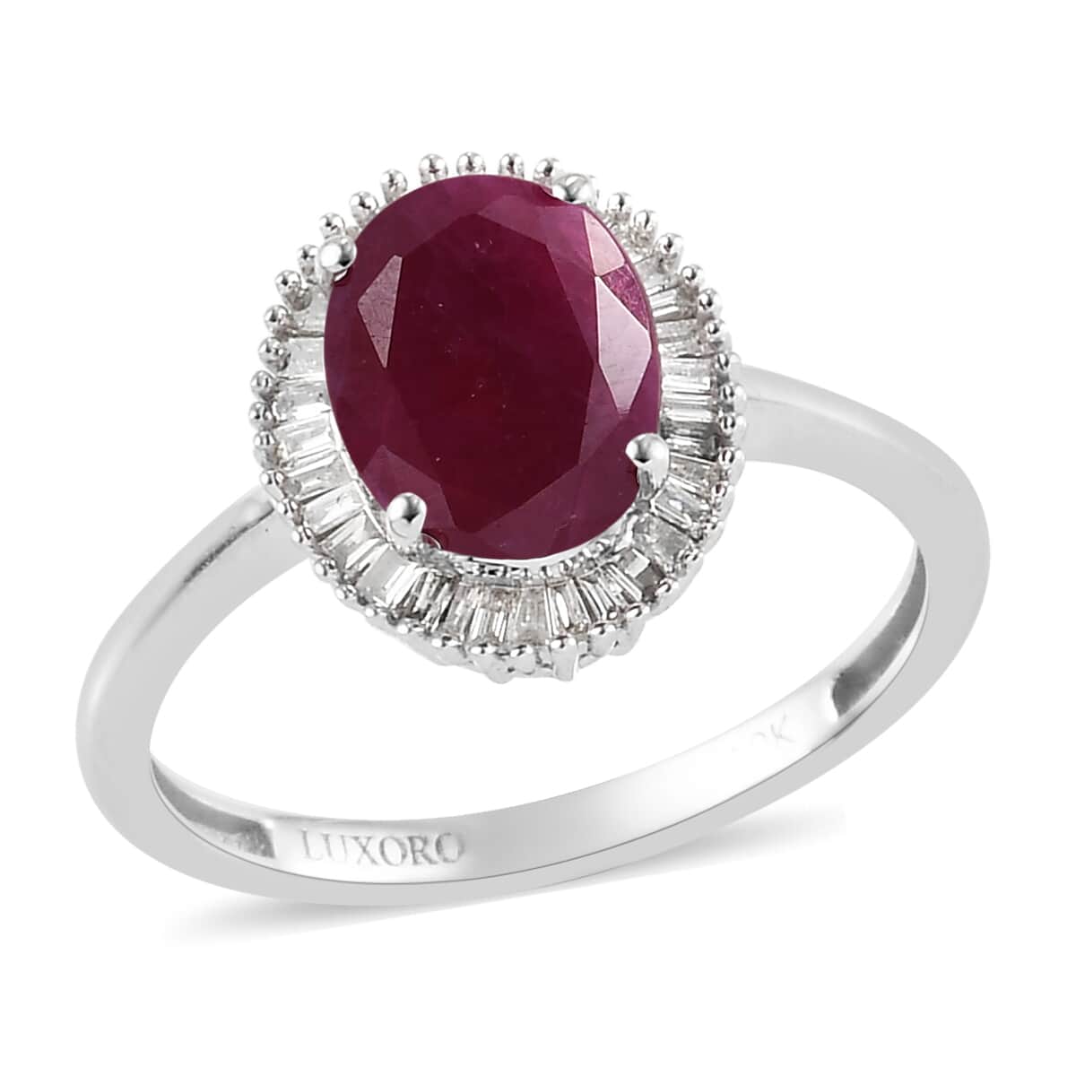 Jessica Exclusive Pick Luxoro 10K White Gold Premium Mundarara Ruby and Diamond Ring (Size 7.0) 2.40 ctw image number 0