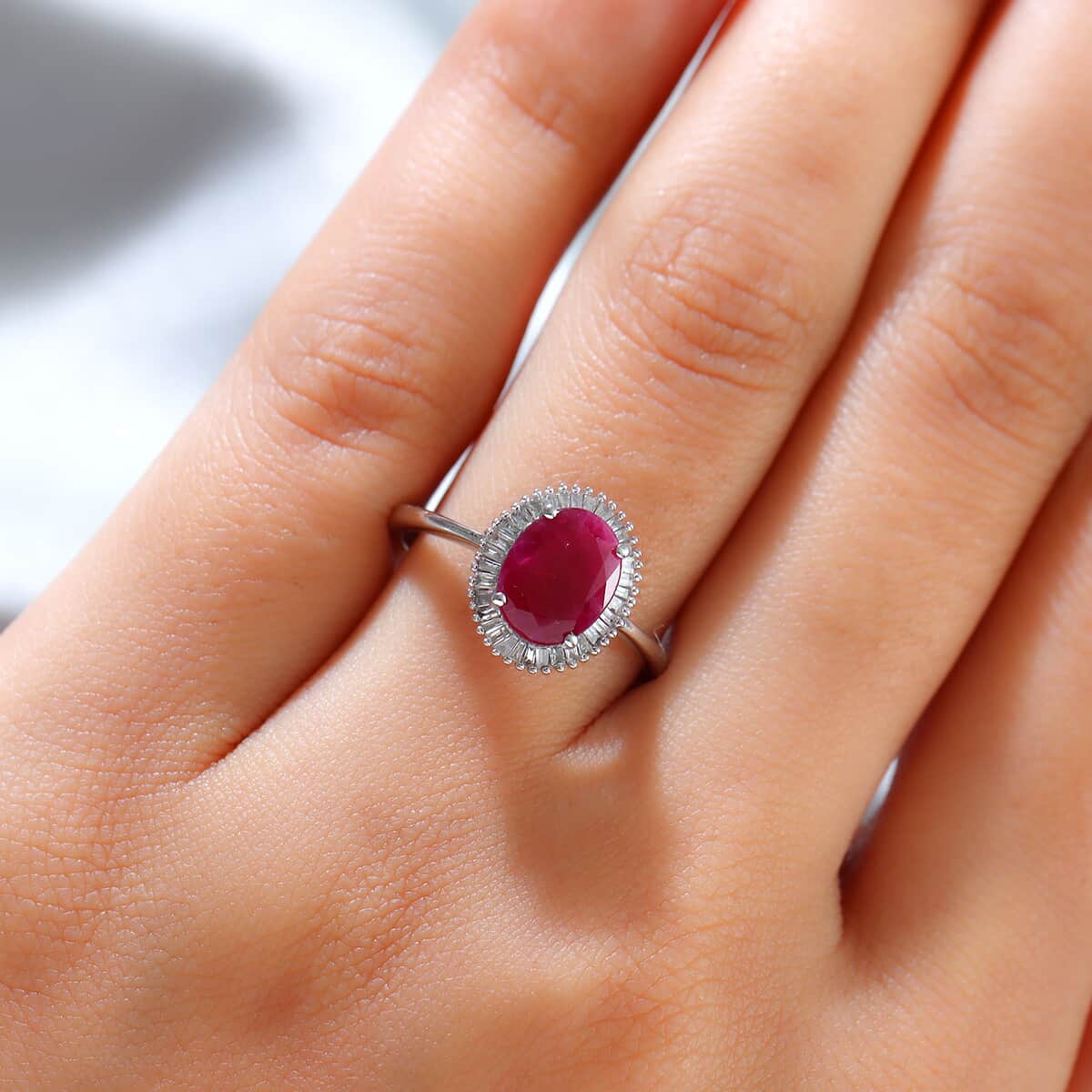 Jessica Exclusive Pick Luxoro 10K White Gold Premium Mundarara Ruby and Diamond Ring (Size 7.0) 2.40 ctw image number 2