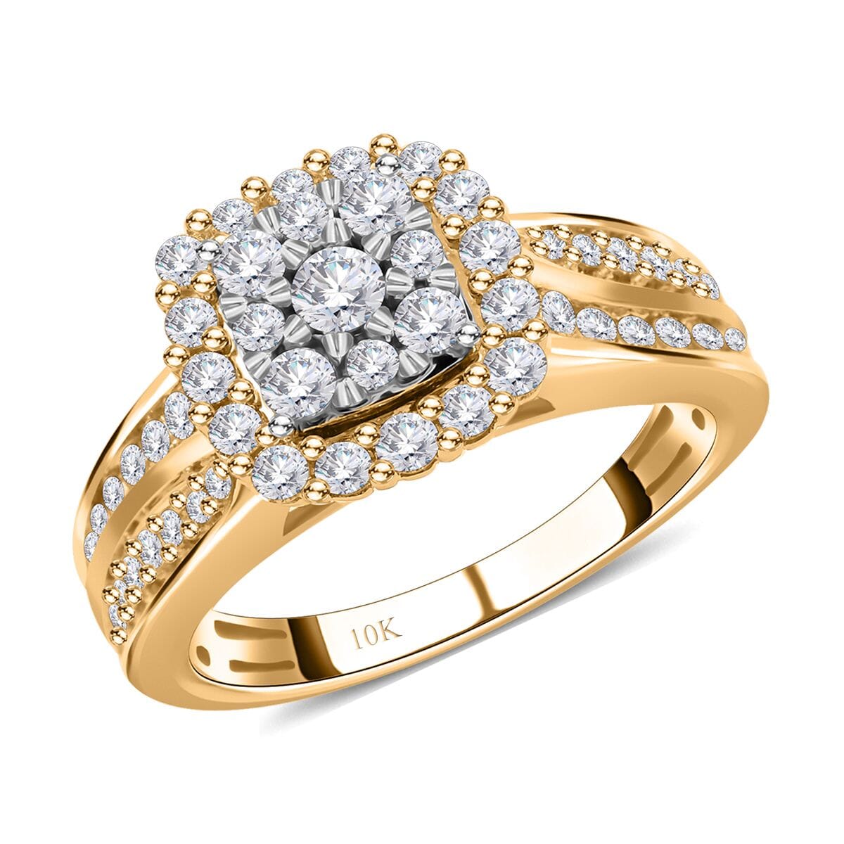 10K Yellow and White Gold Diamond Cluster Ring 4.40 Grams 1.00 ctw image number 0