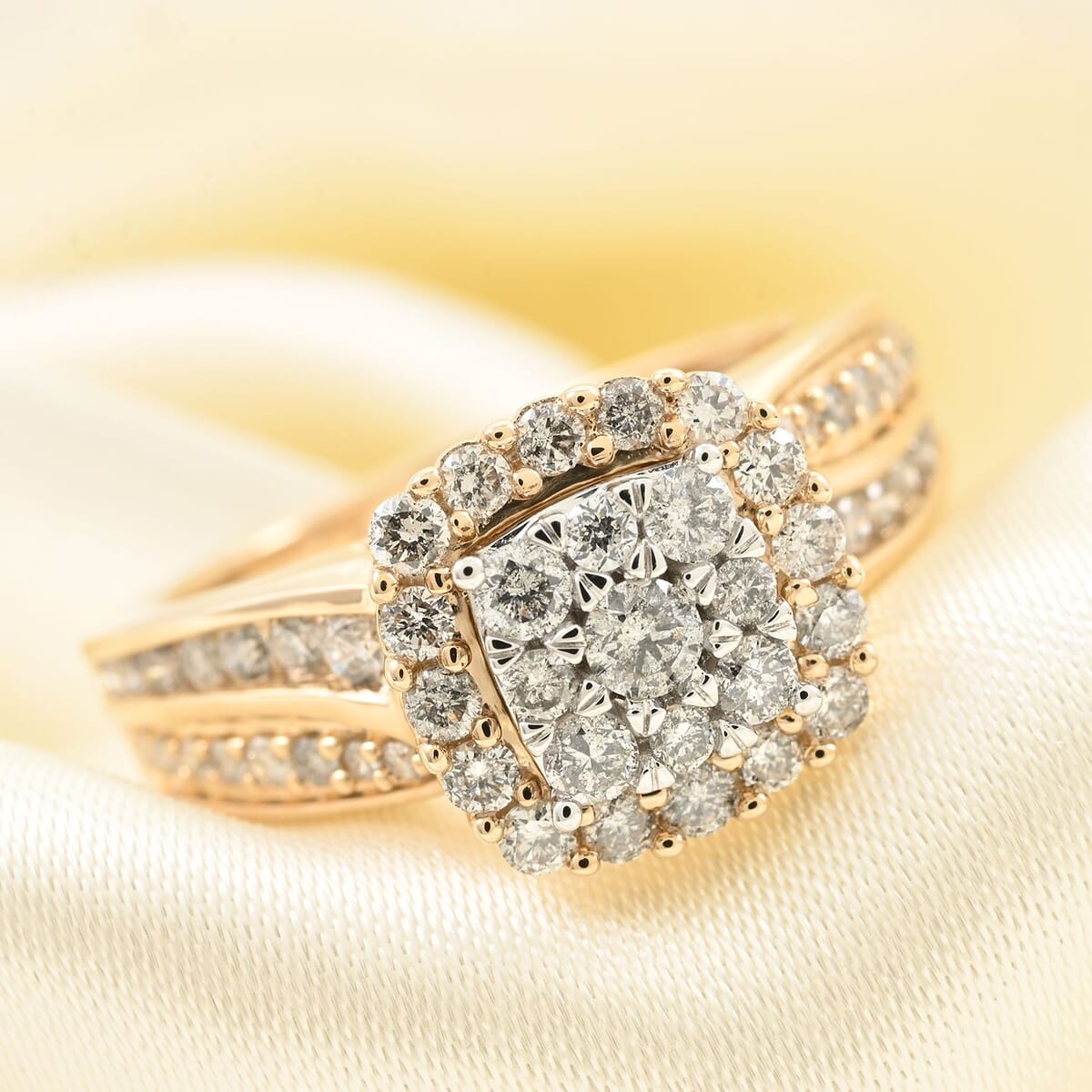 10K Yellow and White Gold Diamond Cluster Ring 4.40 Grams 1.00 ctw image number 1