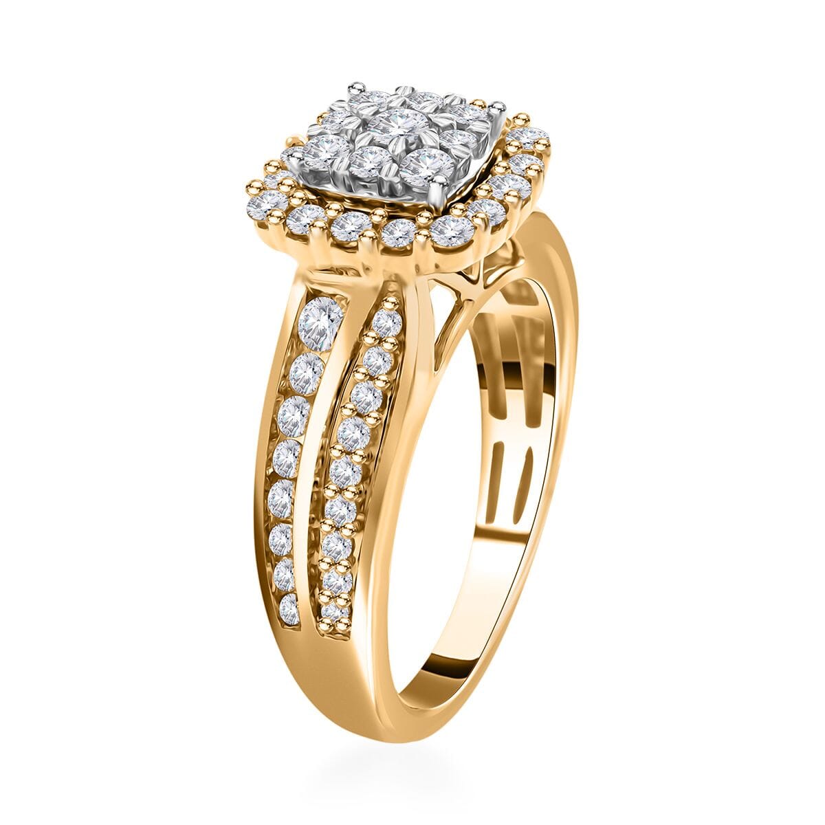 10K Yellow and White Gold Diamond Cluster Ring 4.40 Grams 1.00 ctw image number 3
