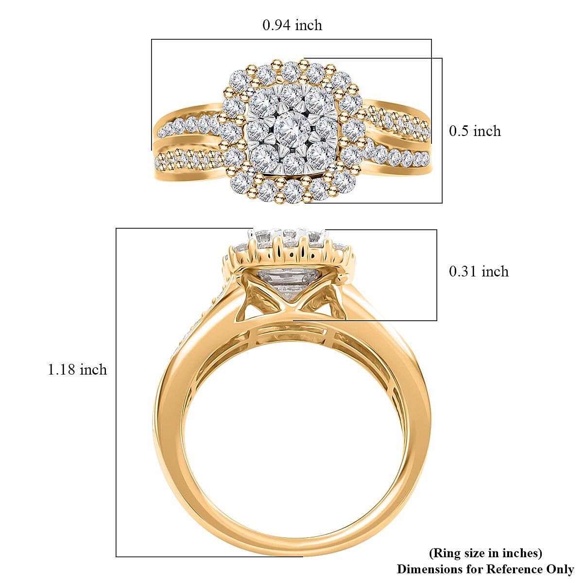 10K Yellow and White Gold Diamond Cluster Ring (Size 9.0) 4.40 Grams 1.00 ctw image number 5