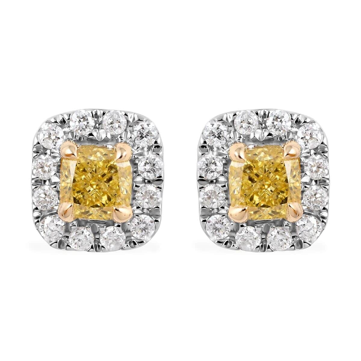 Yellow diamond hot sale halo earrings