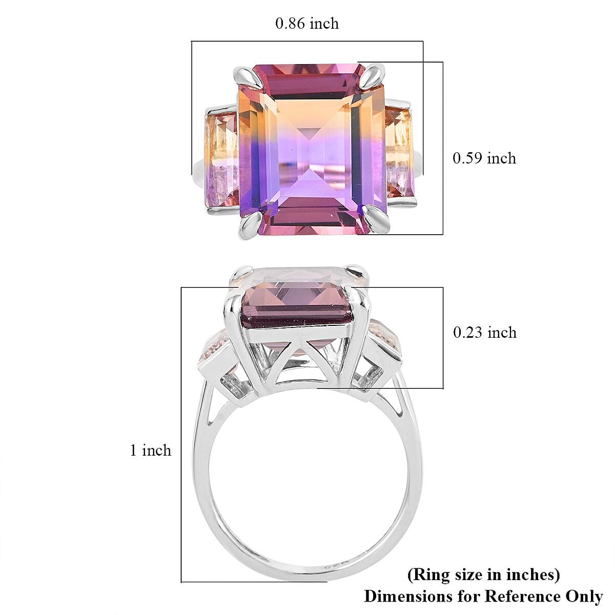 Anahi Ametrine Trilogy Ring in Sterling Silver 11.00 ctw image number 4