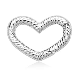 Rhodium Over Sterling Silver Heart Shape Clasp