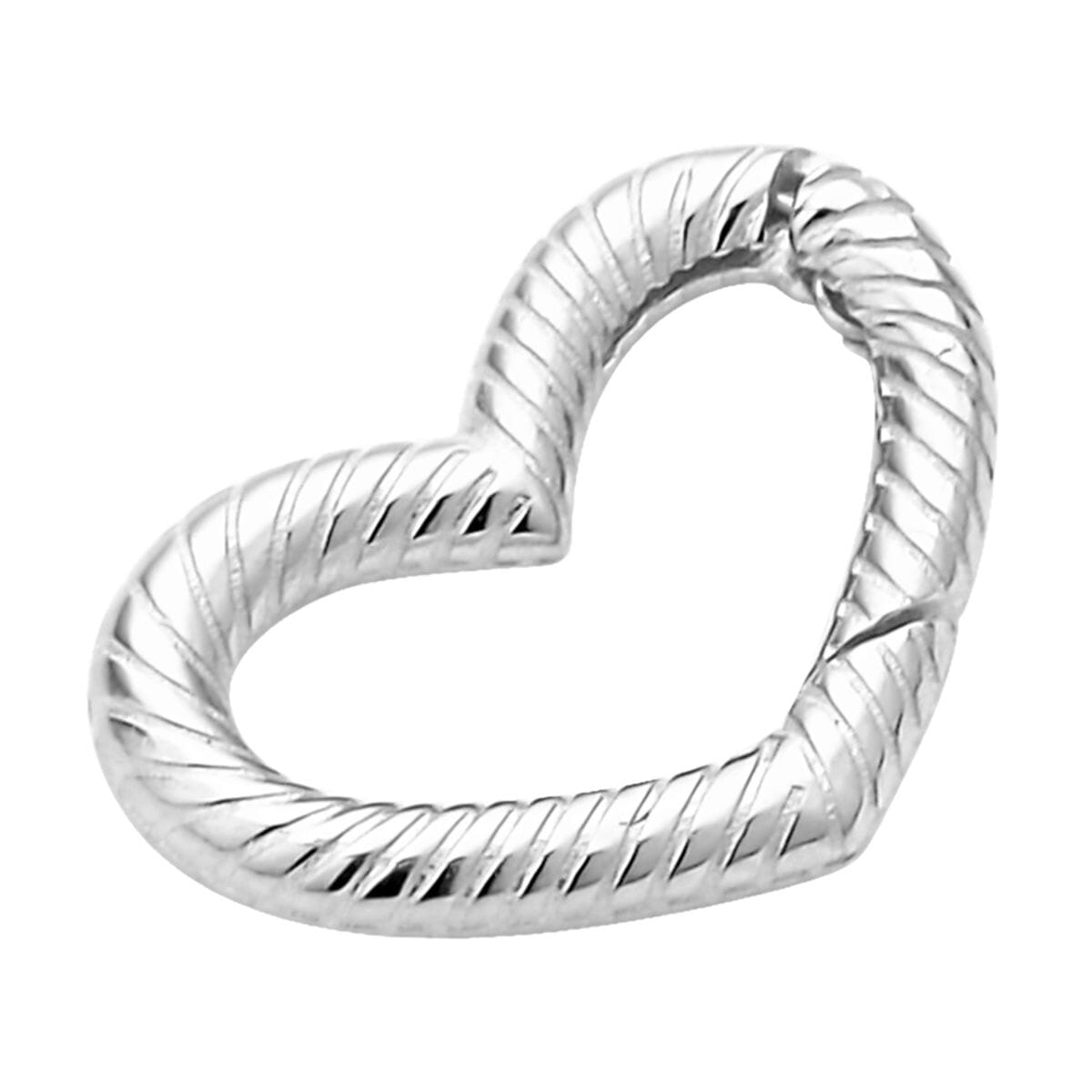 Rhodium Over Sterling Silver Heart Shape Clasp image number 1
