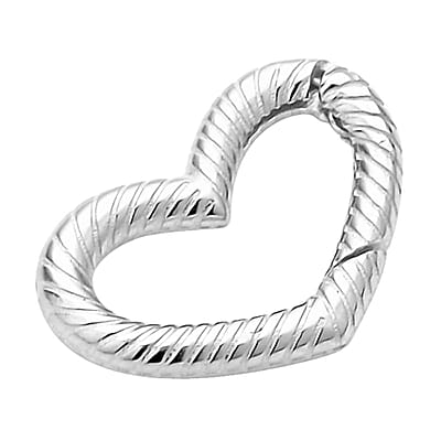 Rhodium Over Sterling Silver Heart Shape Clasp