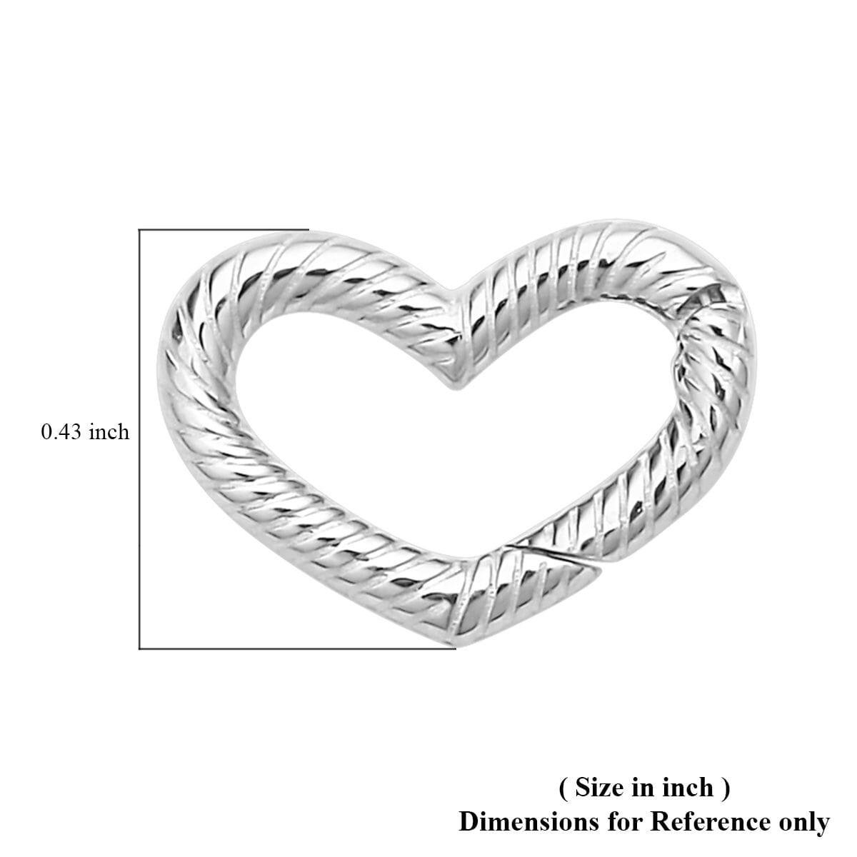 Rhodium Over Sterling Silver Heart Shape Clasp image number 2