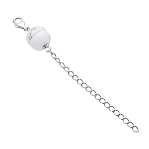 White Howlite Magnetic Lock with Extender Chain 2 Inches and Lobster Clasp in Rhodium Over Sterling Silver 2.00 ctw