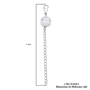 White Howlite Magnetic Lock with Extender Chain 2 Inches and Lobster Clasp in Rhodium Over Sterling Silver 2.00 ctw