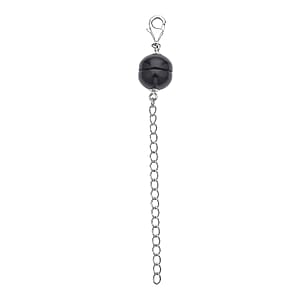 Black Agate Magnetic Lock with Extender Chain 2 Inches and Lobster Clasp in Rhodium Over Sterling Silver 2.00 ctw