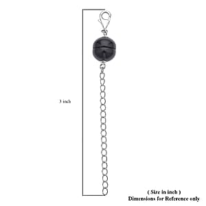 Black Agate Magnetic Lock with Extender Chain 2 Inches and Lobster Clasp in Rhodium Over Sterling Silver 2.00 ctw