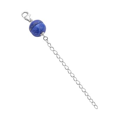 Lapis Lazuli Magnetic Lock with Extender Chain 2 Inches and Lobster Clasp in Rhodium Over Sterling Silver 2.00 ctw