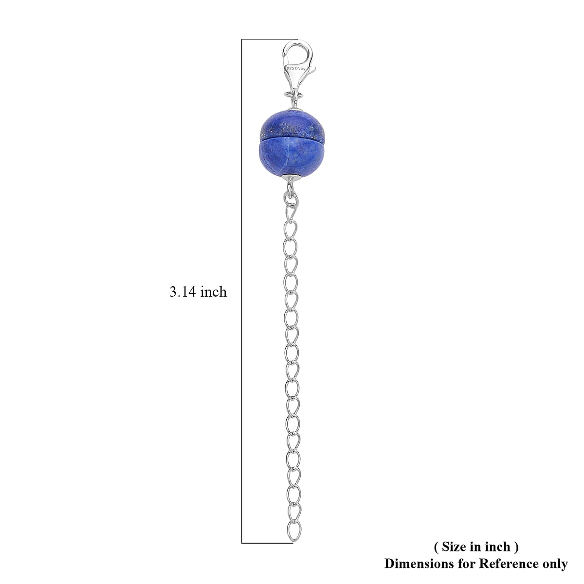 Lapis Lazuli Magnetic Lock with Extender Chain 2 Inches and Lobster Clasp in Rhodium Over Sterling Silver 2.00 ctw image number 2