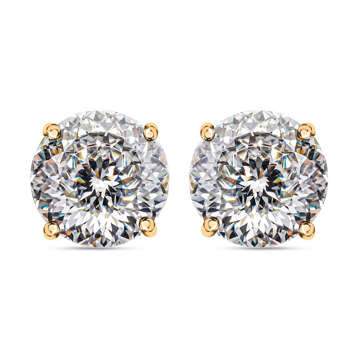 Ankur Treasure Chest Luxoro Moissanite Earrings, 10K Yellow Gold Earrings, Stud Earrings, Solitaire Studs, Gold Studs, 120 Facets Moissanite Earrings 2.00 ctw image number 0