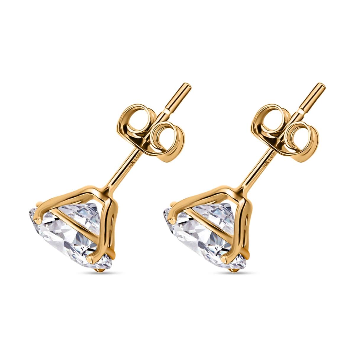 Ankur Treasure Chest Luxoro Moissanite Earrings, 10K Yellow Gold Earrings, Stud Earrings, Solitaire Studs, Gold Studs, 120 Facets Moissanite Earrings 2.00 ctw image number 5