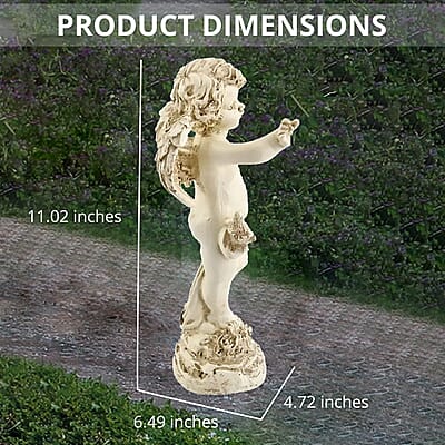 Outdoor Solar Light Angel Statue - Brown