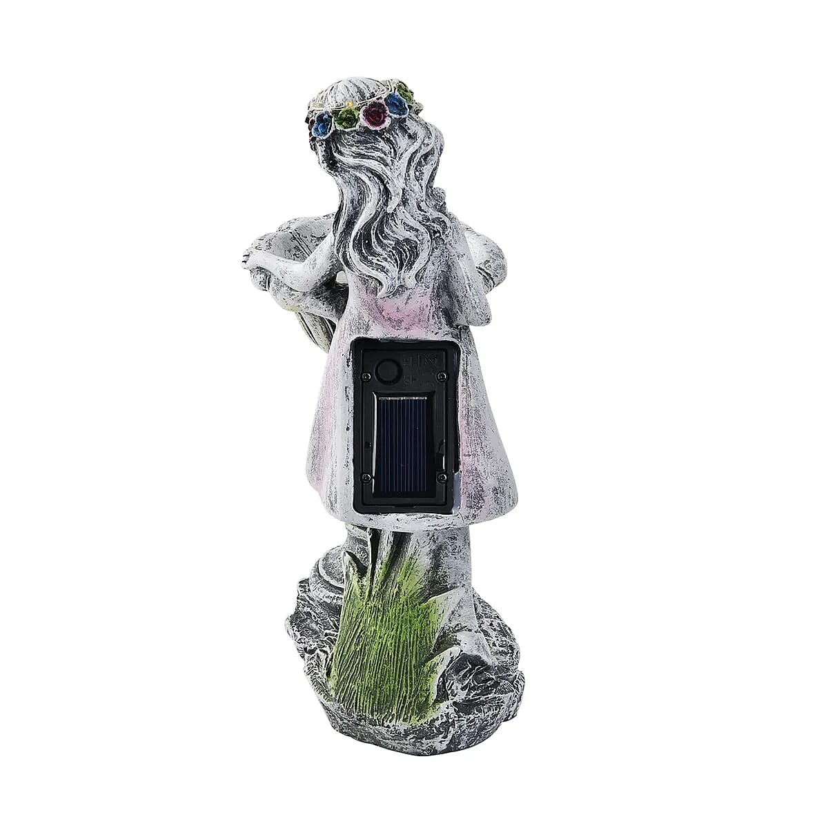 Outdoor Lighting Solar Girl Statue with Bird Bath