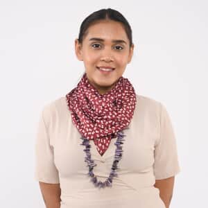 Tamsy Maroon Color Printed Removable Bead Necklace Scarves