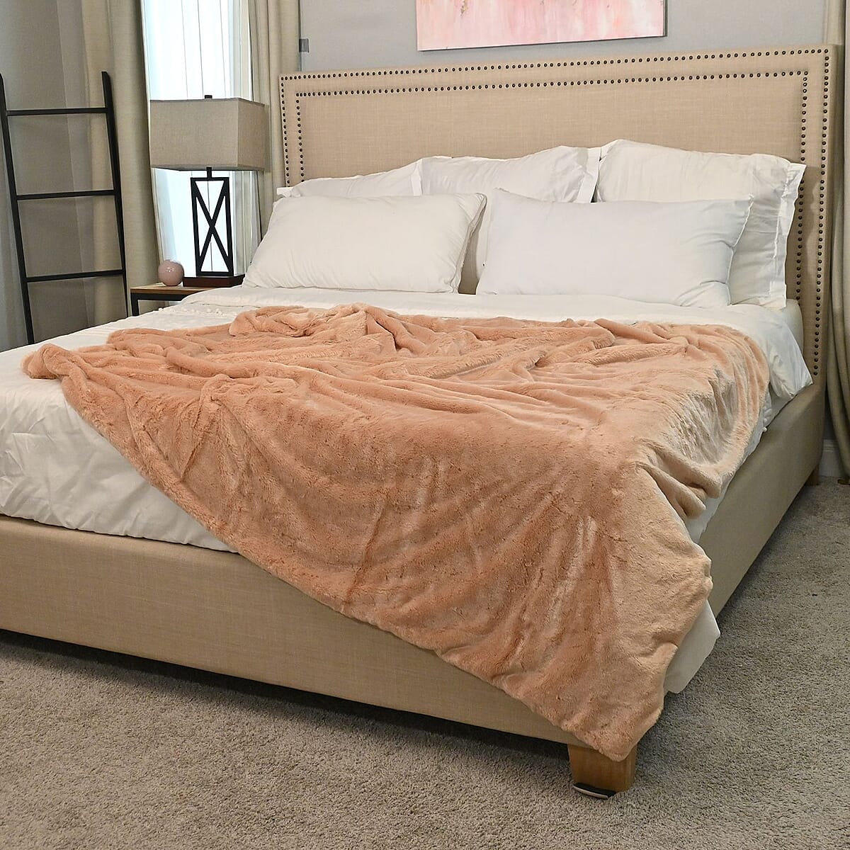 Homesmart Golden Brown Stock Solid Double Layers Rabbit Hair Throw image number 1