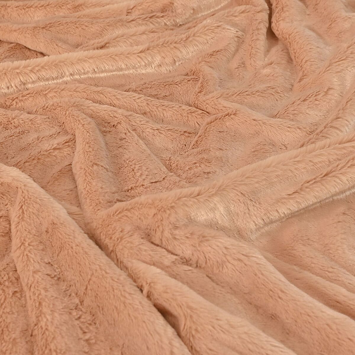 Homesmart Golden Brown Stock Solid Double Layers Rabbit Hair Throw image number 3