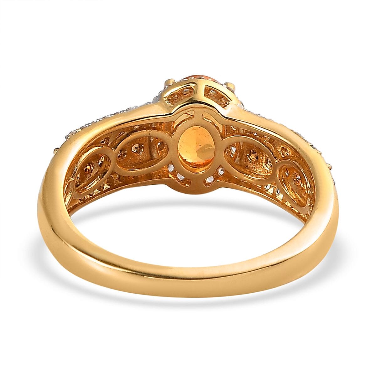 Viceroy Spessartine Garnet, White and Brown Zircon Ring in Vermeil Yellow Gold Over Sterling Silver (Size 8.0) 1.75 ctw image number 4