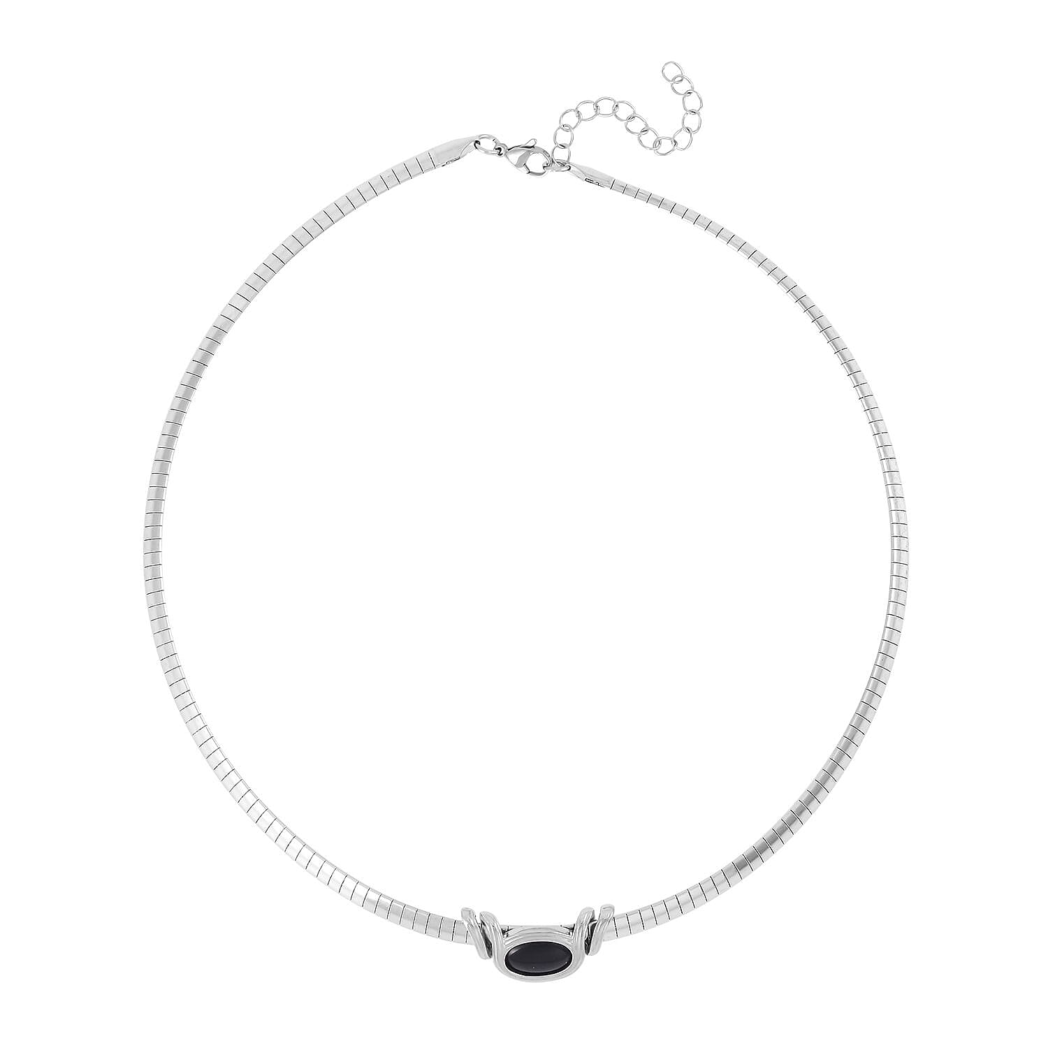 Multi Gemstone 17.50 ctw 5 Interchangeable stone with Choker Necklace in Stainless Steel 18-20 Inches, Tarnish-Free, Waterproof, Sweat Proof Jewelry