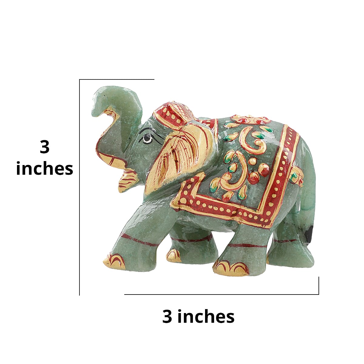 Hand Crafted & Hand Painted Green Aventurine Decorative Elephant Figurine - Green image number 6