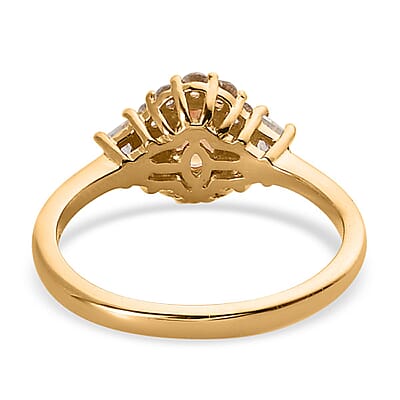 Premium Viceroy Spessartine Garnet and White Zircon Halo Ring in Vermeil Yellow Gold Over Sterling Silver (Size 10.0) 1.25 ctw