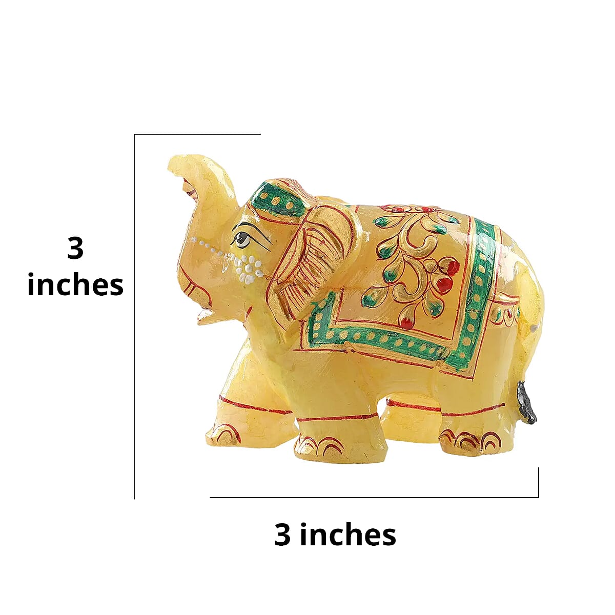 Hand Crafted & Hand Painted Natural Yellow Aventurine Decorative Elephant Figurine - Yellow image number 6