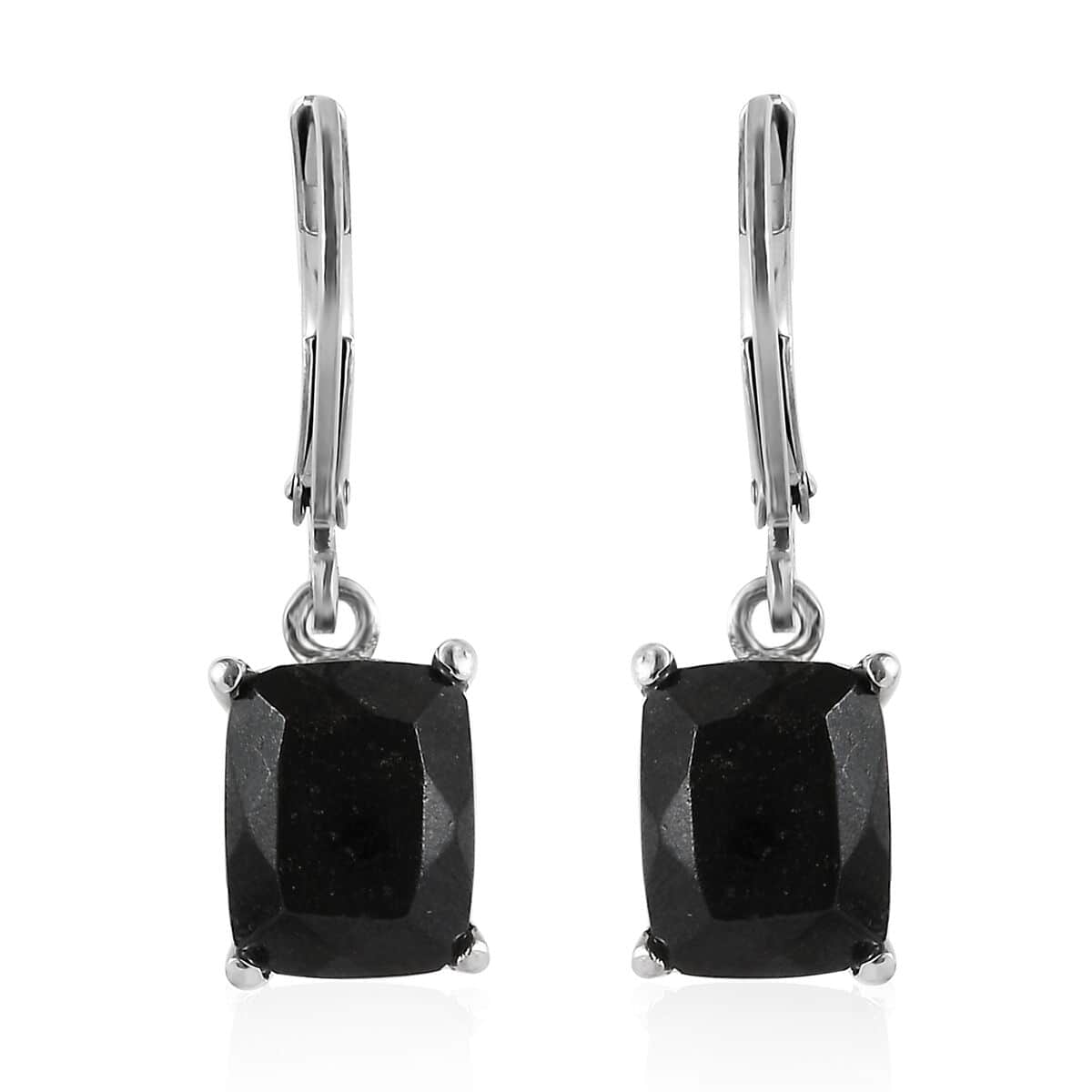 Australian Black Tourmaline Lever Back Earrings in Stainless Steel 4.75 ctw , Tarnish-Free, Waterproof, Sweat Proof Jewelry image number 0