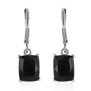 Australian Black Tourmaline Lever Back Earrings in Stainless Steel 4.75 ctw , Tarnish-Free, Waterproof, Sweat Proof Jewelry